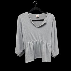 ZigZag Stripe Gray Babydoll Warm Long Sleeve Top | XL